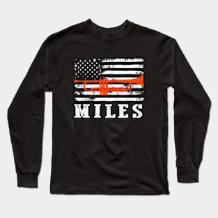 Distressed American Flag Miles Legend Long Sleeve T-Shirt